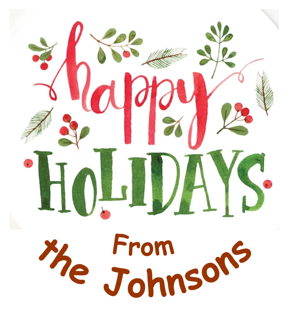 Personalized Happy Holidays round stickers 1.5 inches – Simple and Elegant