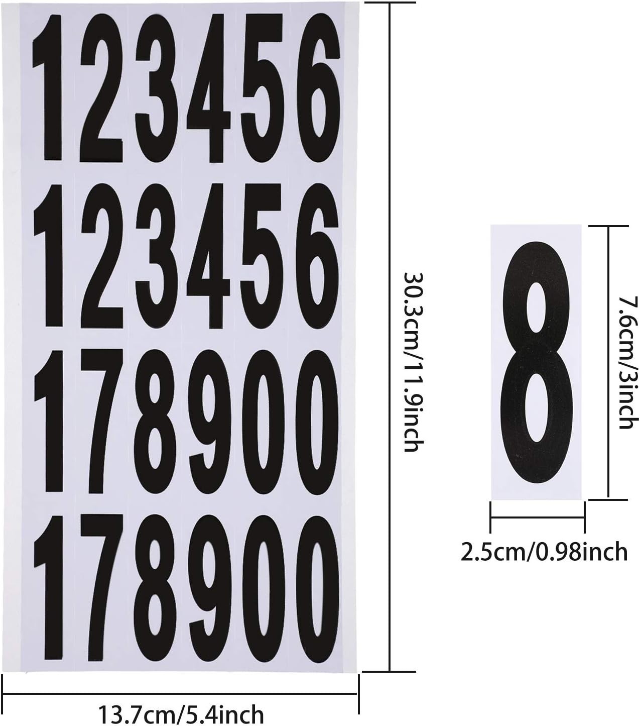 Elegant 3-Inch Black on White Vinyl Numbers Stickers for Mailbox & Addressing