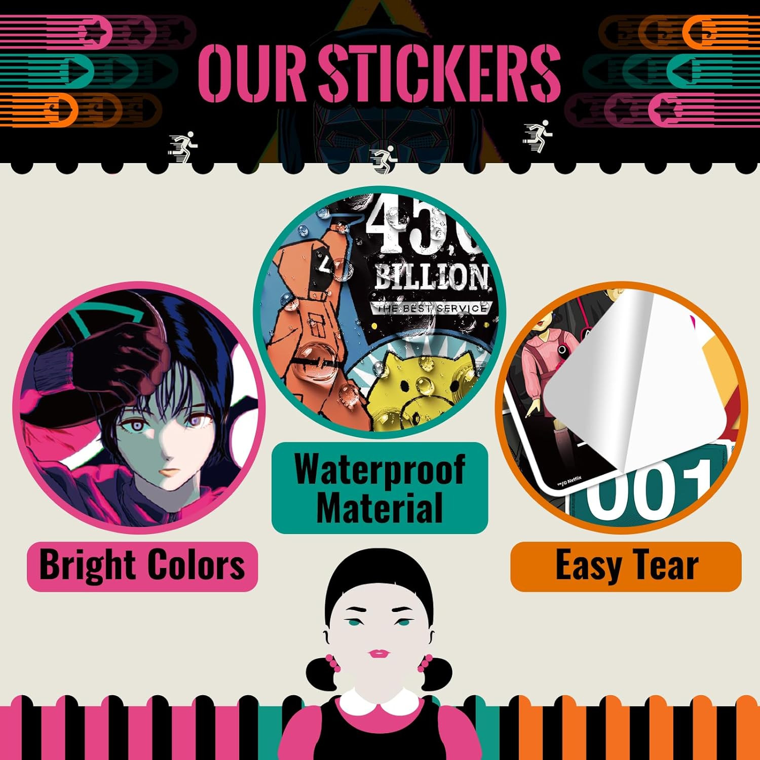 25-Piece Korean Survival Game Inspired Visual Elements Sticker Pack – Assorted M