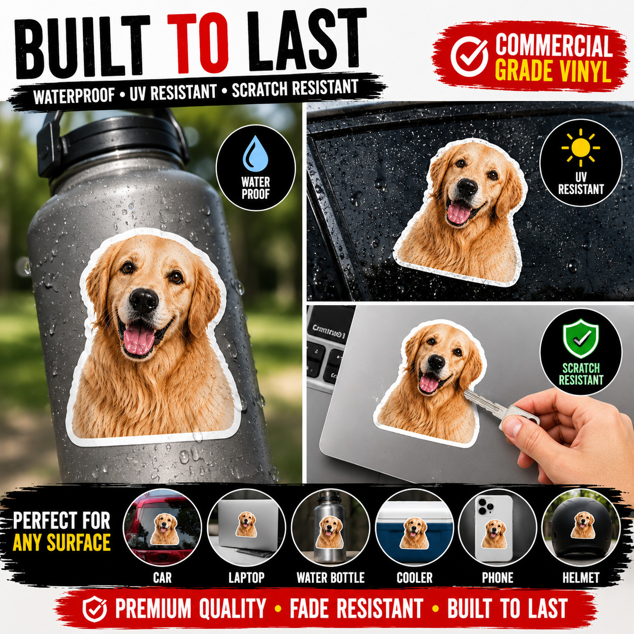 Custom Pet Sticker From Photo | Dog Cat Vinyl Decal | Waterproof 2-20 Inch