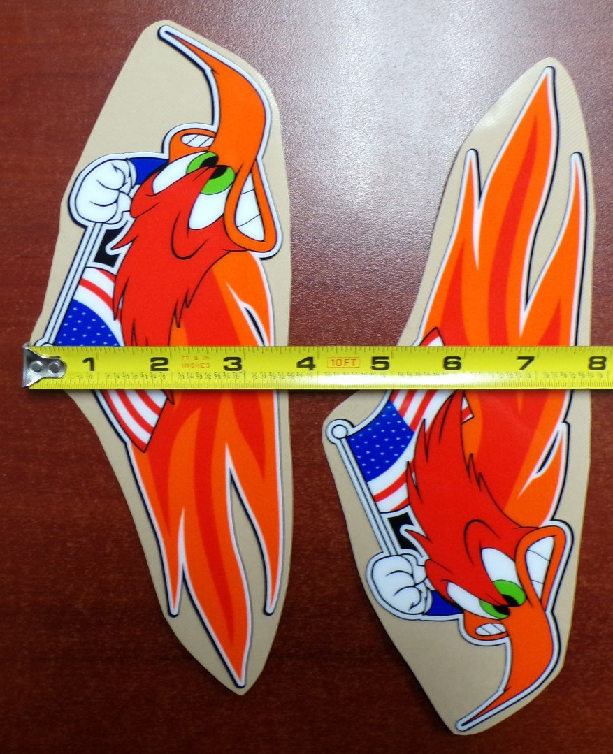 HONDA OLD SCHOOL USA MADE FLAG CORRECT WOODY WOODPECKER GRAPHIC STICKER OUTLINED
