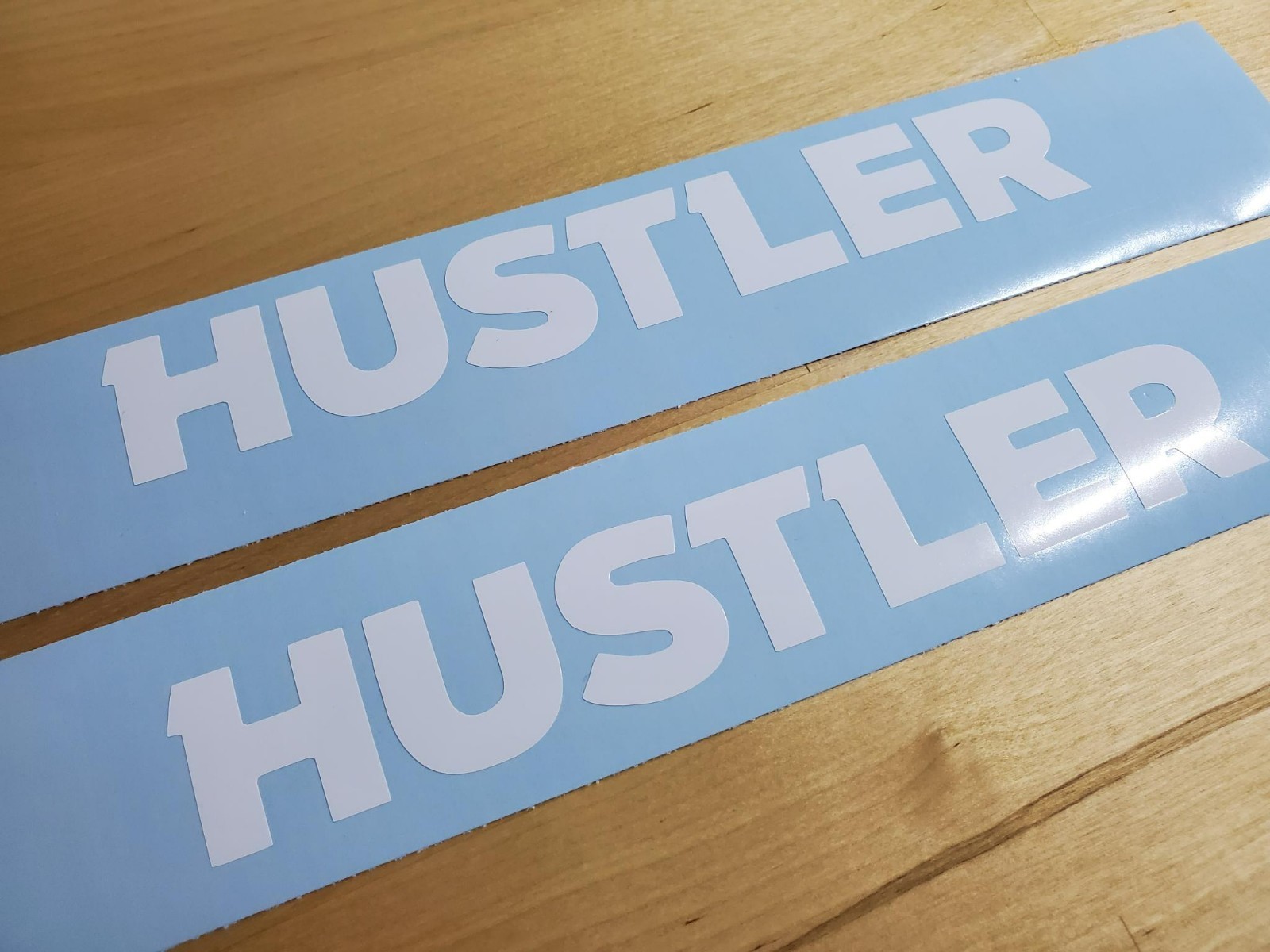hustler utility trailer Decals Stickers Gloss white 16×2.5" (2) Fast USA