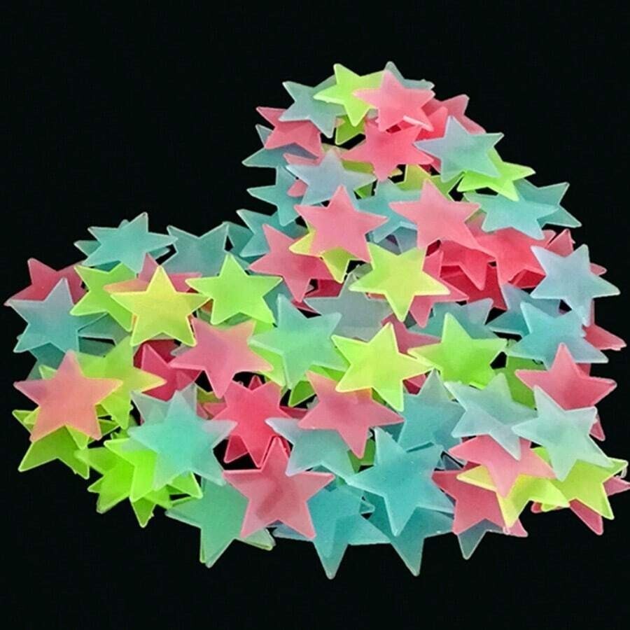 100pcs Glow In The Dark Stars Luminous Wall & Ceiling Star Stickers Home Decor