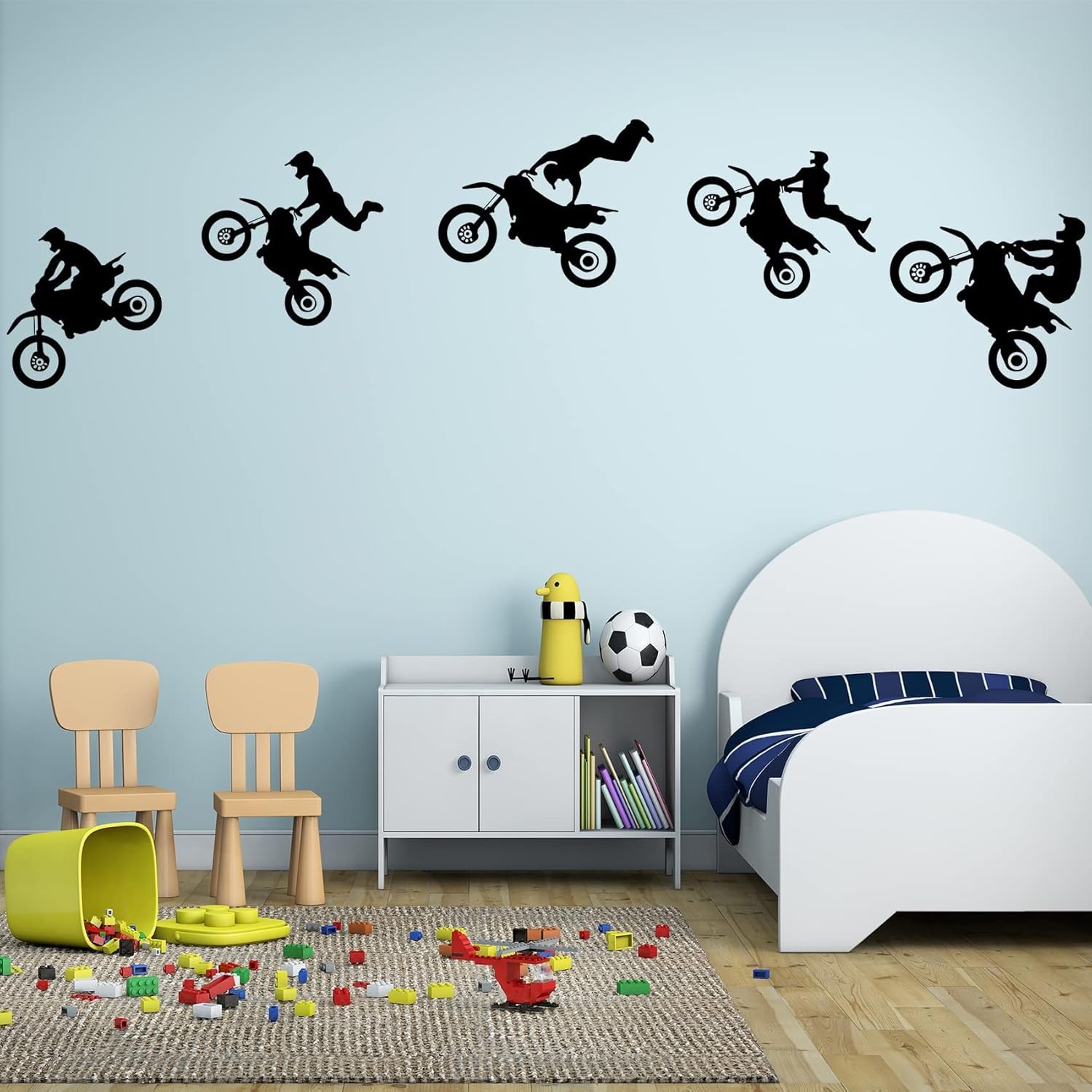 Motocross Wall Decals, Peel & Stick Dirt Bike Stickers for Bedroom, Room Decor
