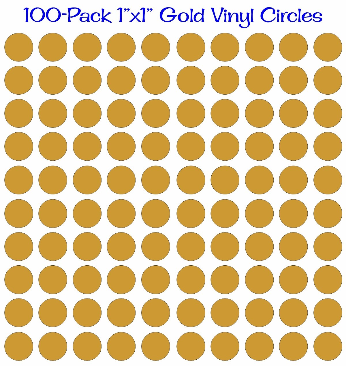 100 pack – 1"x1" Round Gold Vinyl Stickers / Decals Circles Polka Dots Die Cut