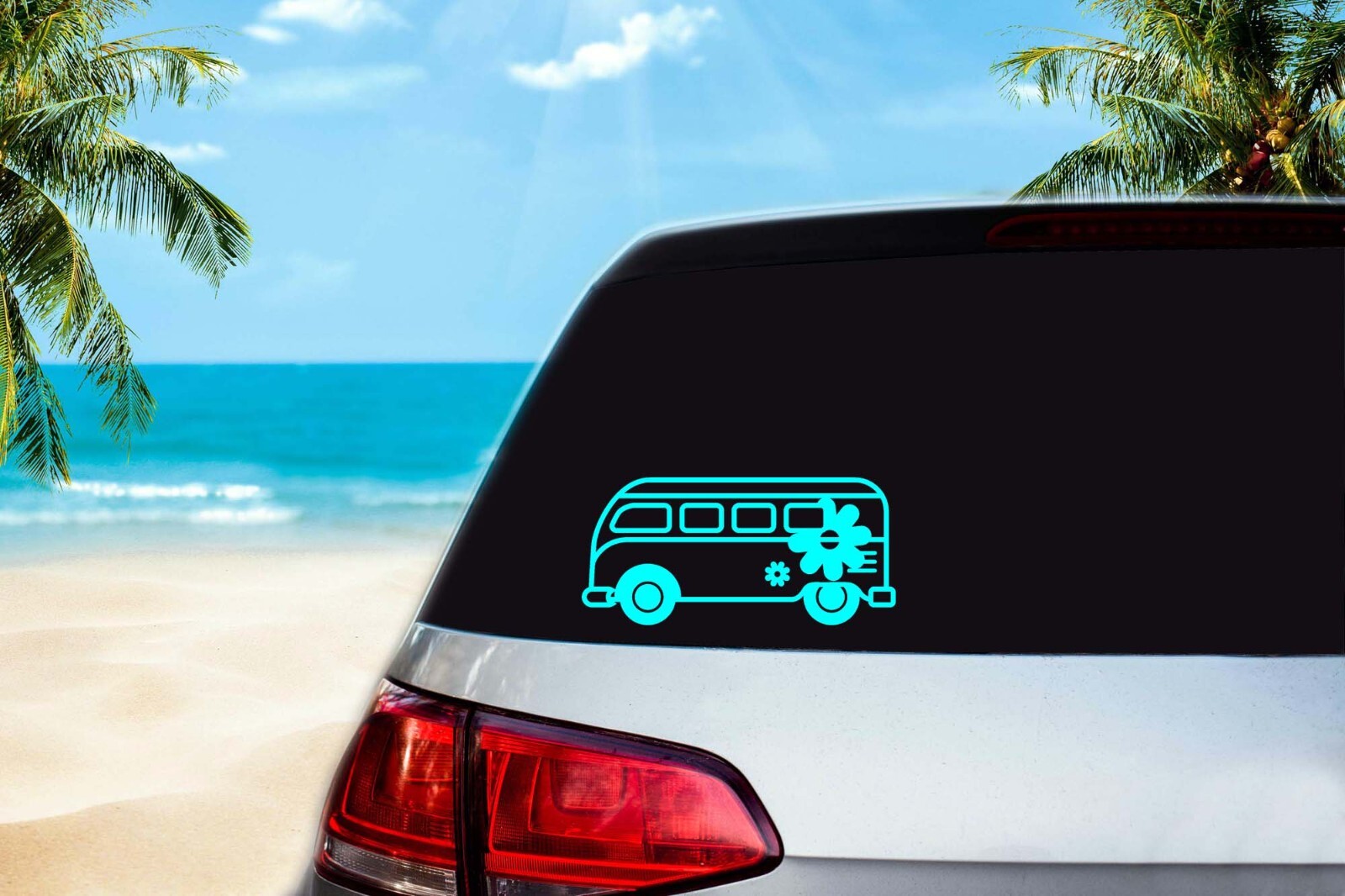 Hippie Bus Decal vinyl flower power retro 70s bumper sticker choice colors size