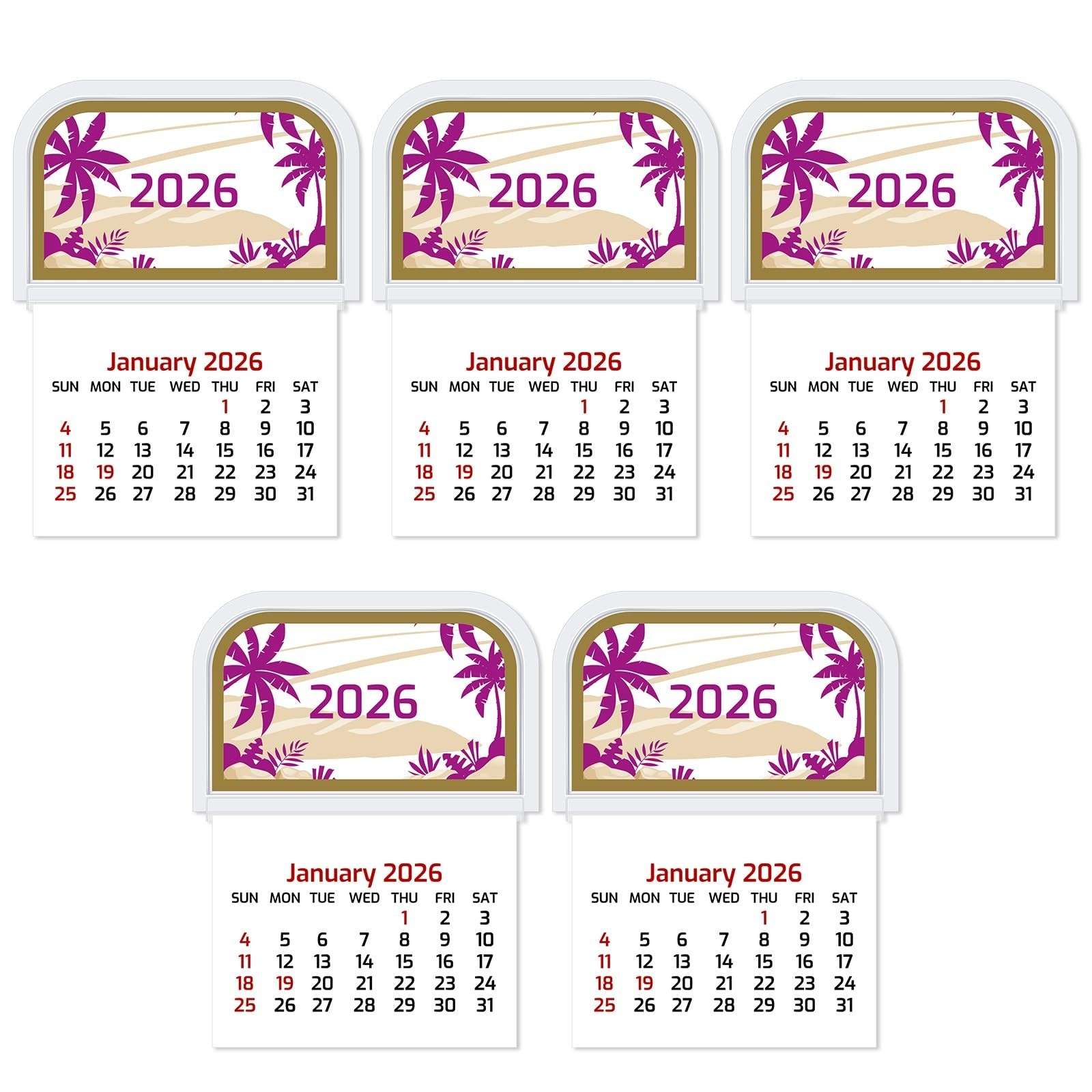 5 Pcs 2026 Mini Stick on Calendar Peel and Stick Calendar Small Wall Calendar…