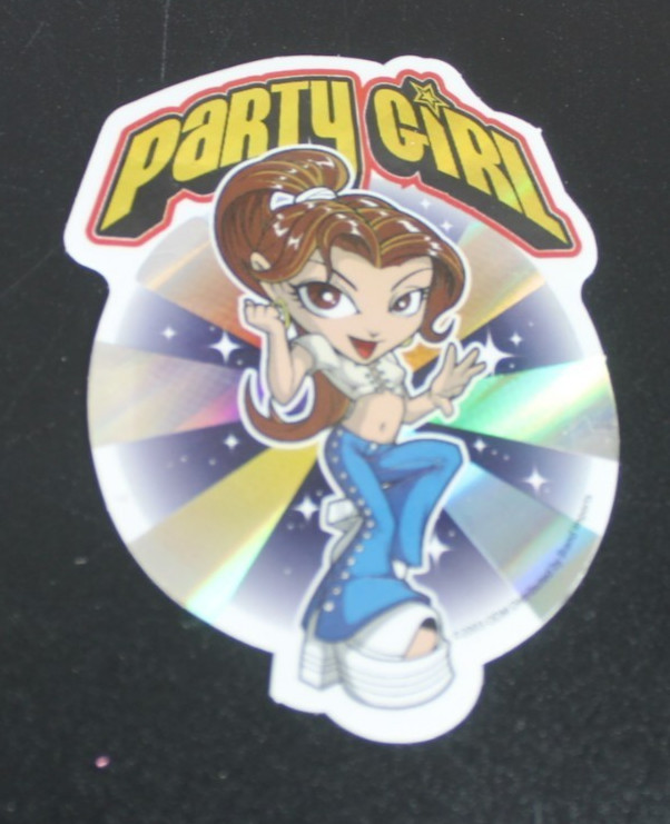 Party Girl 2003 Y2K ODM Brand Imports Prism Holo Girl Power Vending Sticker