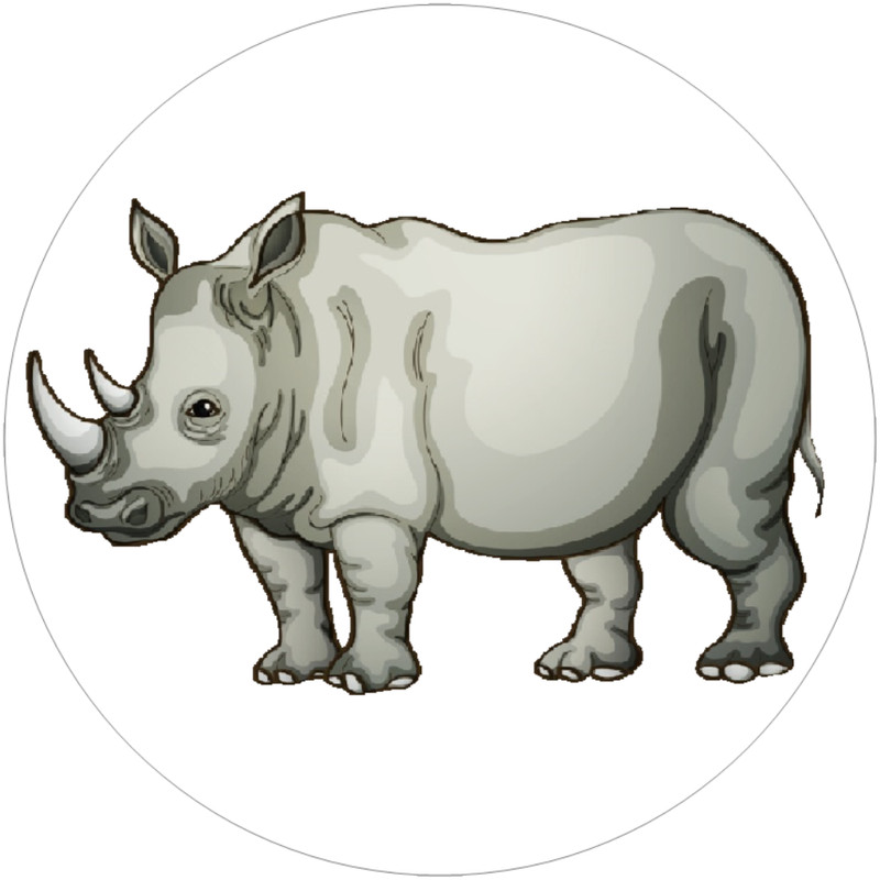 Rhino Rhinoceros – Circle Sticker Decal 3" x 3" – Endangered Species