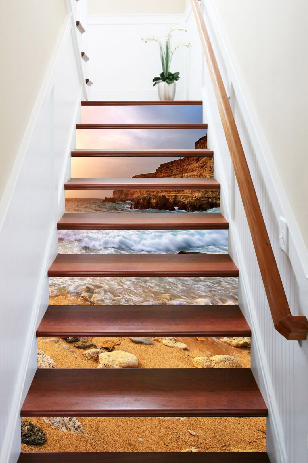 3D Beach Stones AZ742 Stair Risers Decoration Mural Vinyl Wallpaper Kay