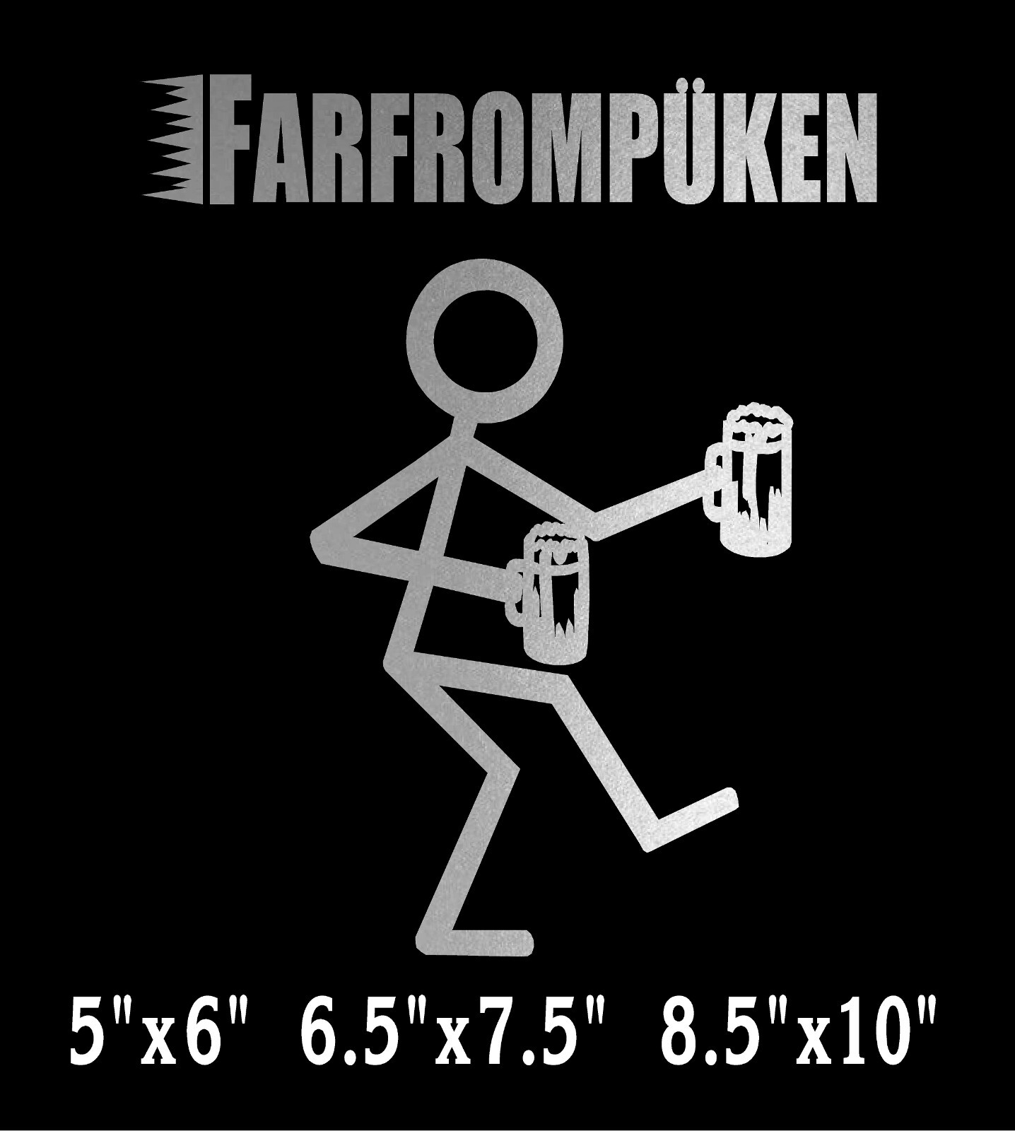 Farfrompuken Decal Stick Person with Beer Mugs funny window vinyl sticker