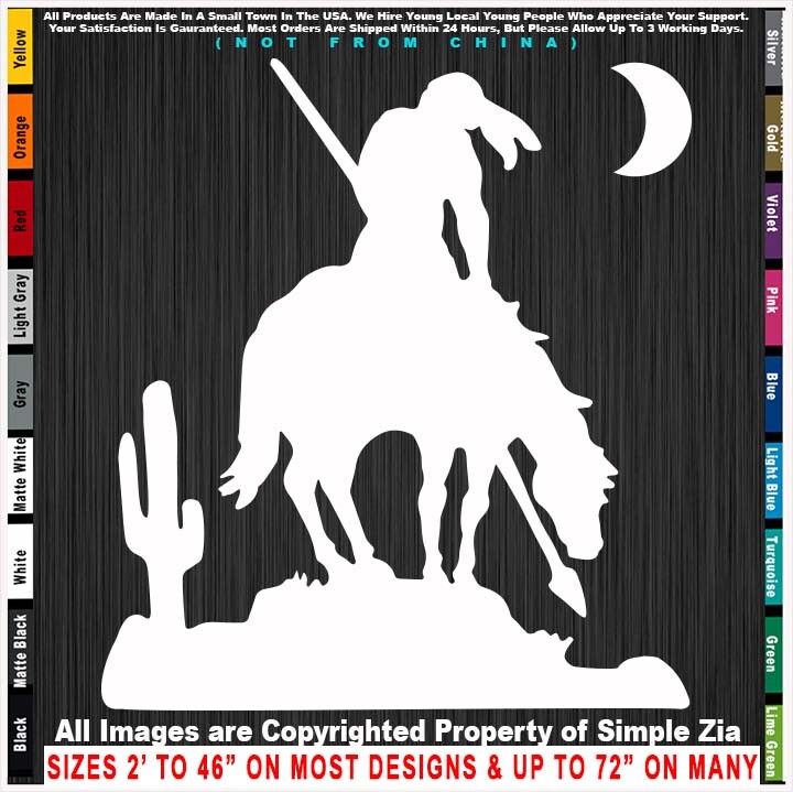 – Native American End Of The Trail Cactus Moon Indian WarriorDecal Sticker