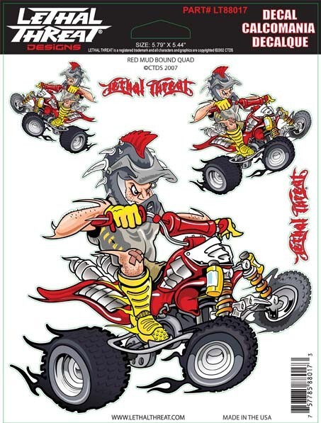 NEW LETHAL THREAT MUD BOUND QUAD RED DECAL STICKER 6"x6" LT88017