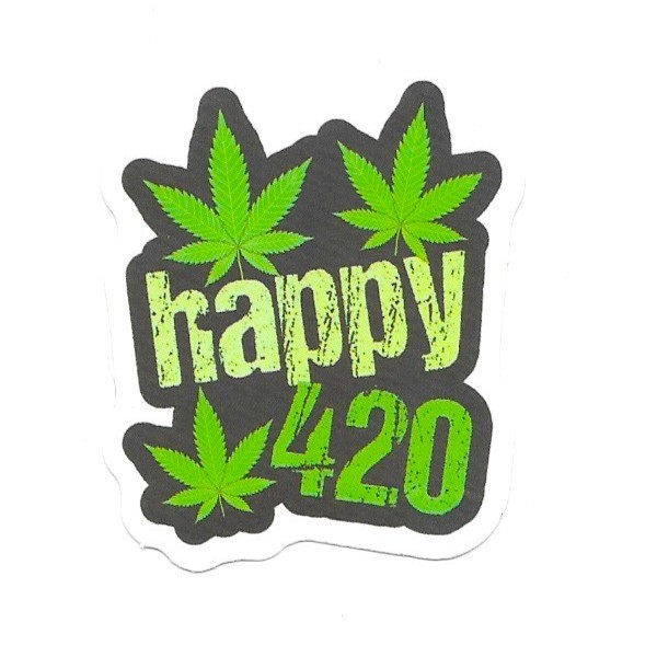 Happy 420 Vinyl Sticker Cannabis Leaf Weed Pot Stoner Graphic Laptop Journal Art