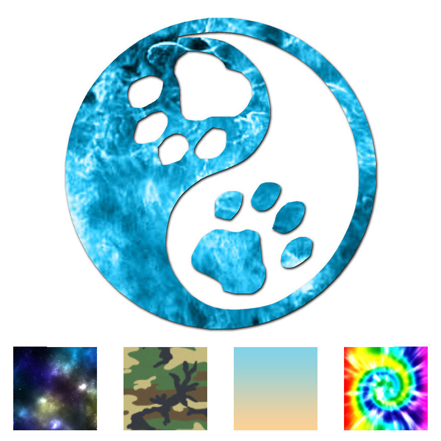Dog Print Yin Yang – Vinyl Decal Sticker – Multiple Patterns & Sizes – ebn215