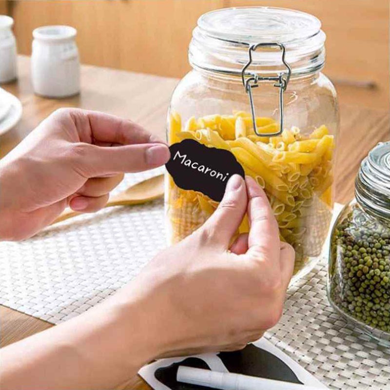 Black Labels Stickers With Pen Set Chalkboard Roll Waterproof Pantry Jar Sticker