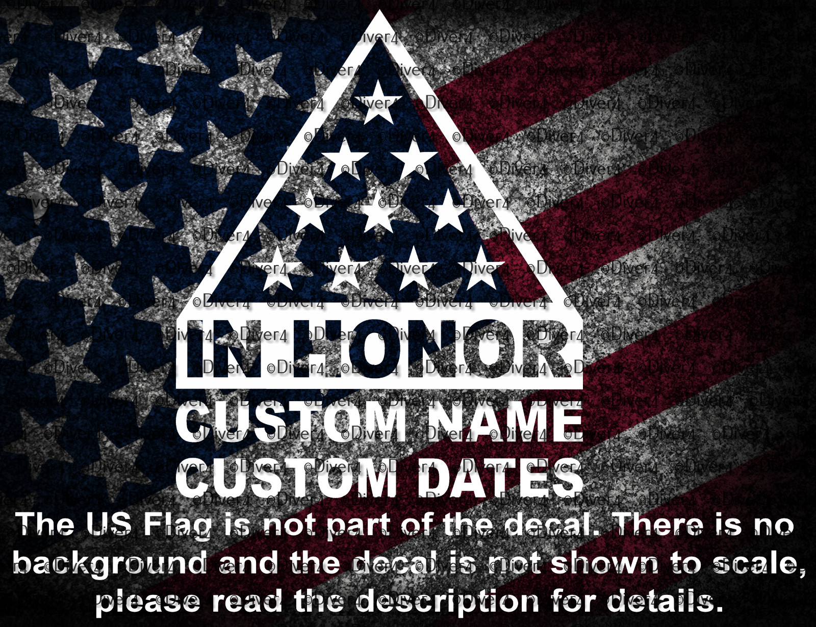 Custom Folded Flag In Honor Memorial Decal USA Made US Seller