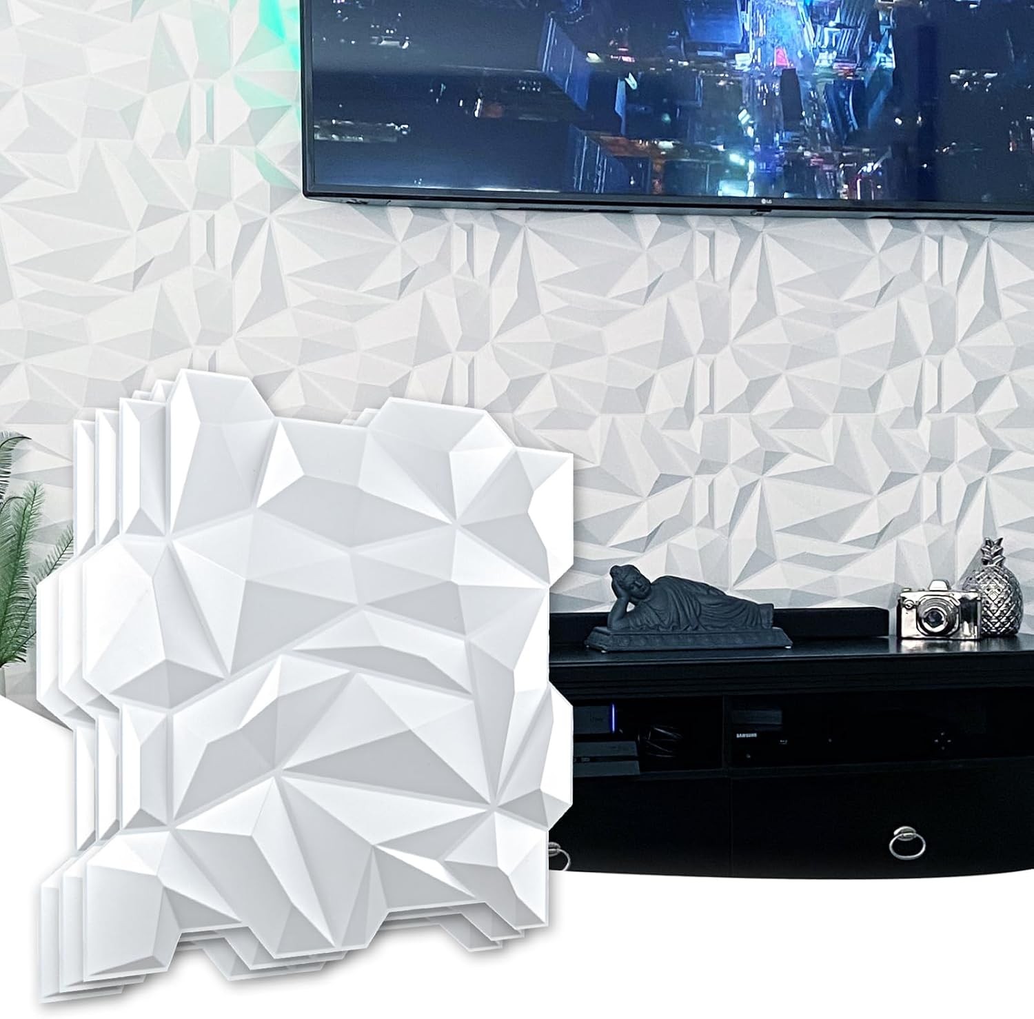 Decorative 3D Wall Panels 12 Pack 19.7" x 19.7" Creative Wall Panel Indoor
