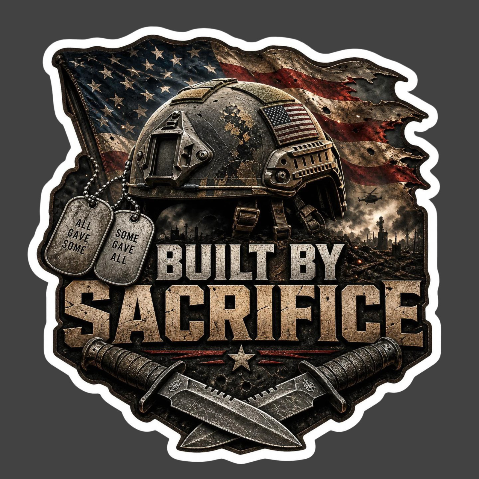 Veteran Sticker Vinyl Decal Built By Sacrifice Military Patriot Honor Gift