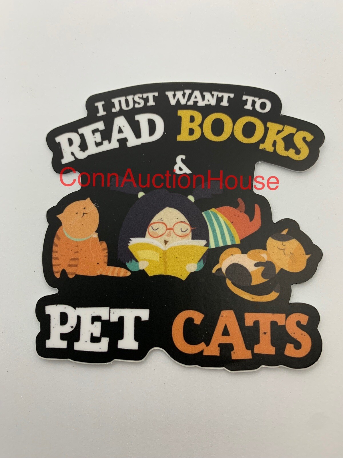 Cute Read Books Cats Librarian Sticker ~ Water Bottle Laptop Tumbler Vinyl Decal