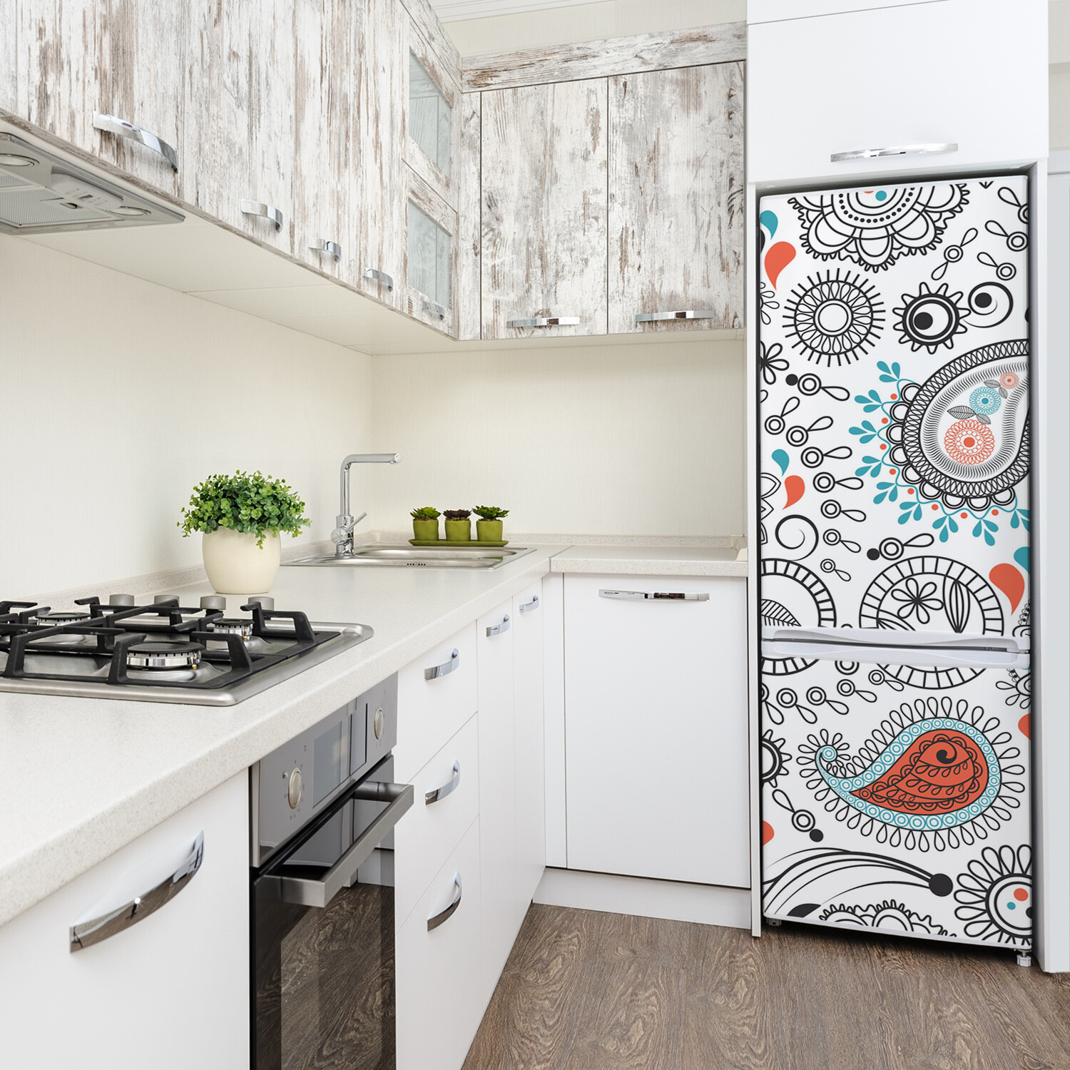 3D Refrigerator Wall Kitchen Removable Sticker Magnet Flowers Plants ornaments
