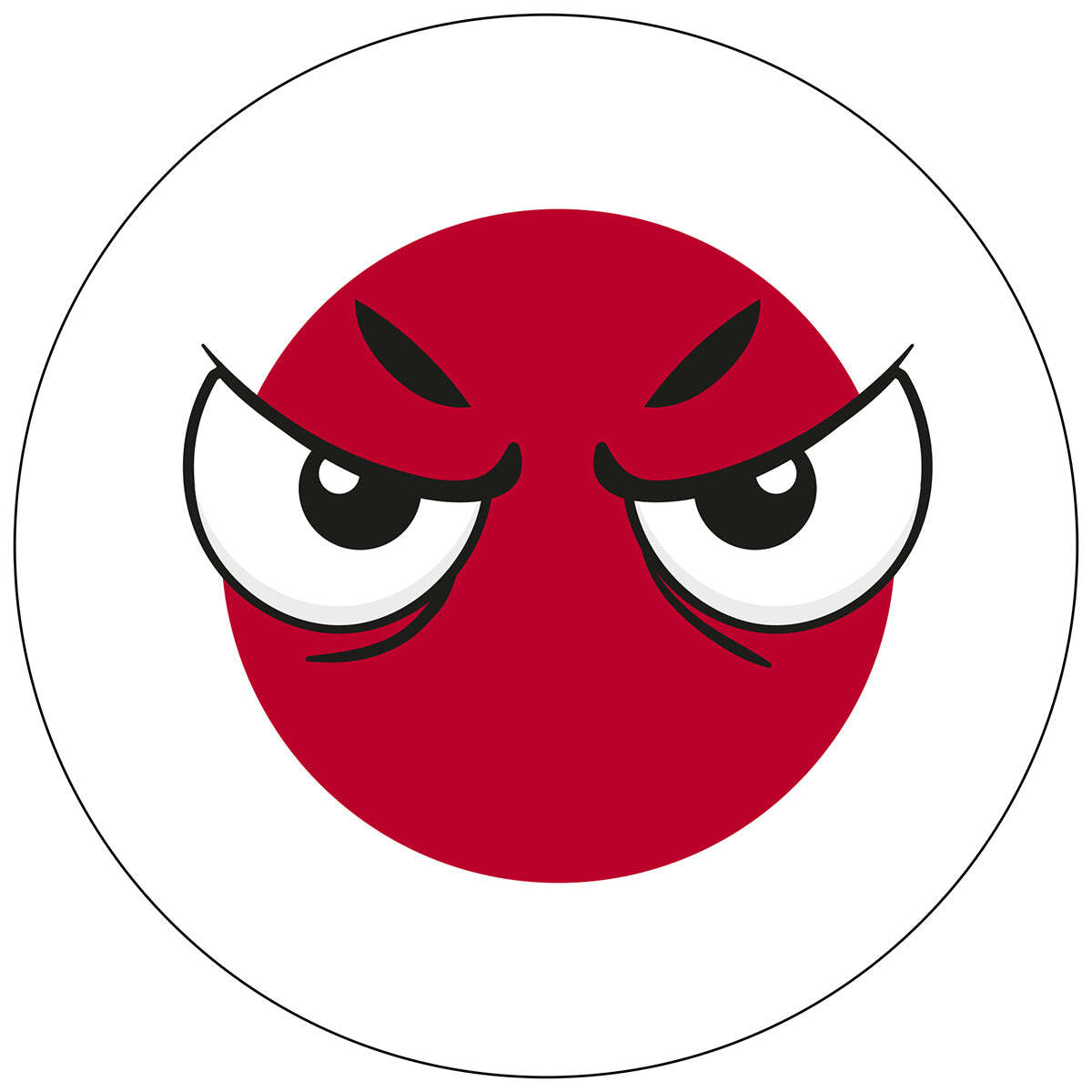 Japan Country Ball Angry Eyes Vinyl Decal 6 inches wide