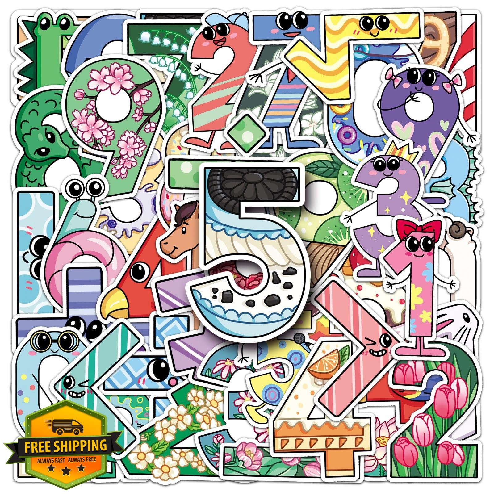 MXYMXH Number Stickers Waterproof Vinyl 50 Pcs