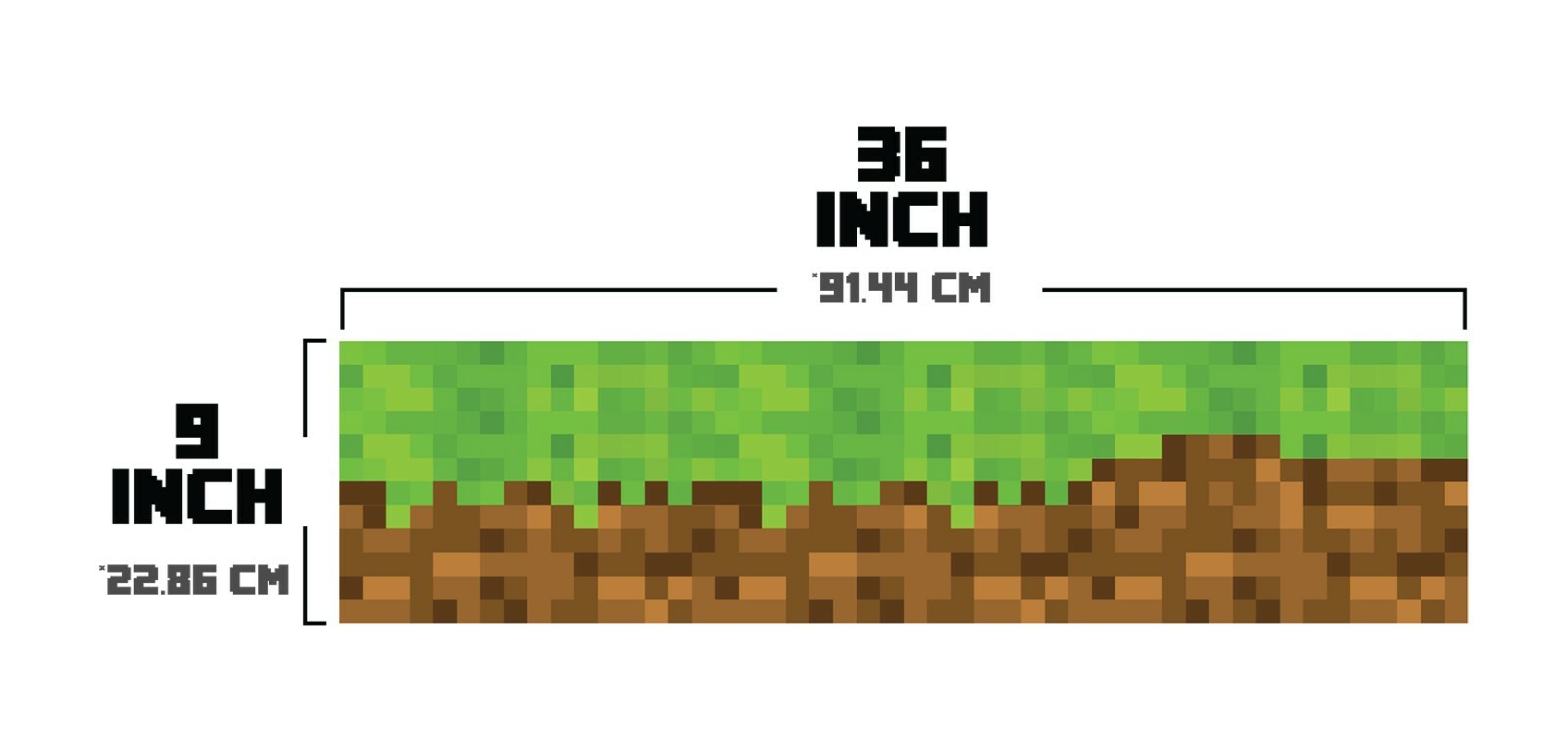 Pixel Mine Grass Border – Peel and Stick Wall Decal – 9" tall x 36" wide