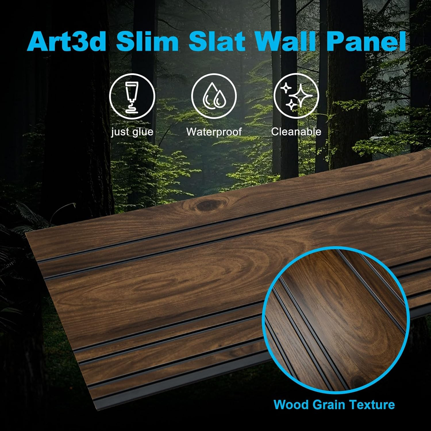 4-Pack Glue-On Wall Panels, Wood Grain Texture Interior Wall Decor, 104"X12" Rec
