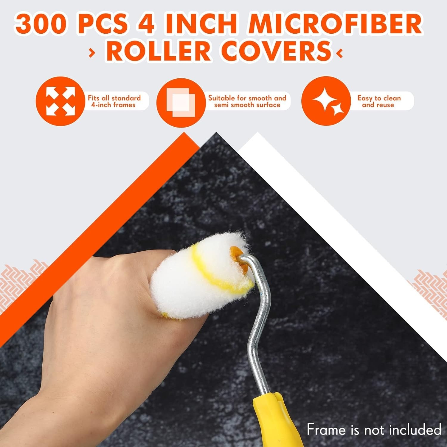 300 Pcs 4 Inch Mini Paint Roller Cover 1/2" Nap Small Microfiber Roller Covers H