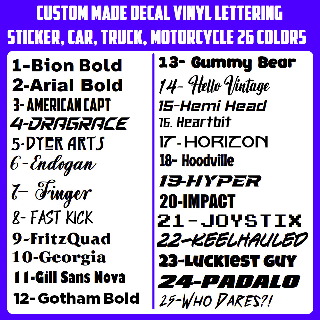 Custom Text Vinyl Decal Sticker Personalized Lettering ANY TEXT – ANY NAME {c3