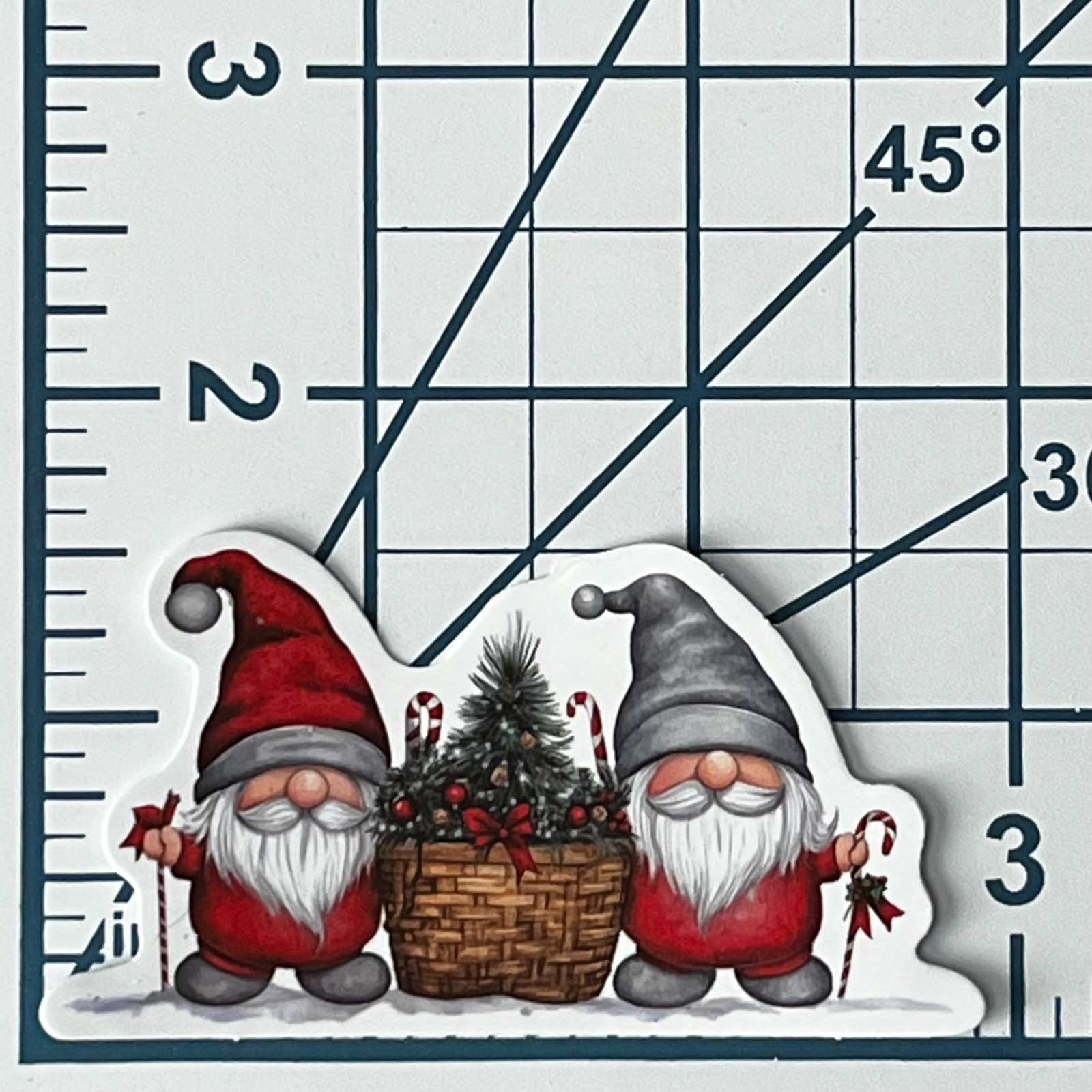 Two Gnome Sticker Christmas Tree Basket Candy Cane Vinyl Die Cut Decal Gift