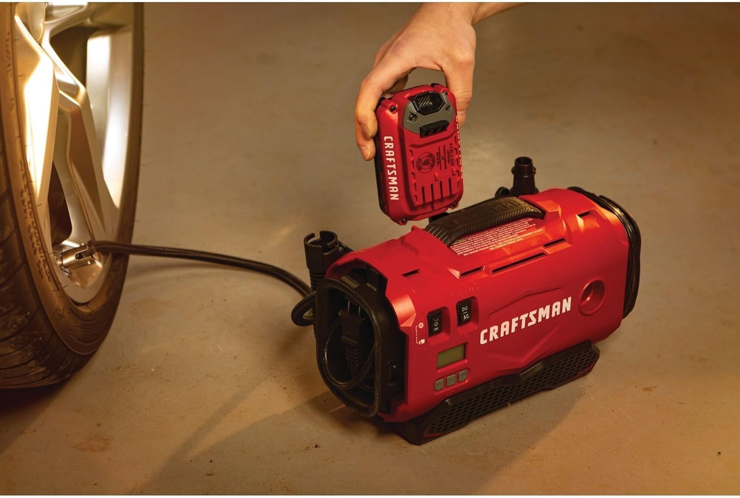 V20 Tire Inflator Portable Air Compressor, Car Air Pump, 3 Modes Tire Pump: Cor