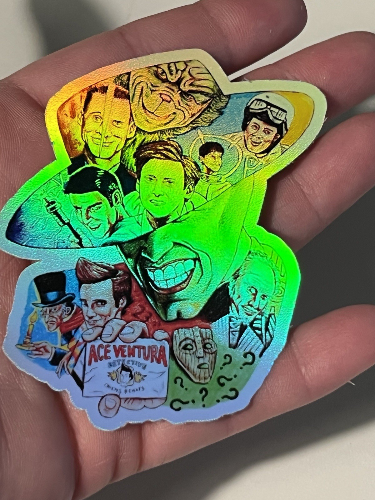 The Mask Jim Carrey Movie Collage Holographic Waterproof Vinyl Sticker 3 Inch