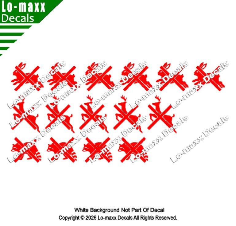 Deer Rabbit Raccoon Kill Markings Die Cut Vinyl Decal Hunting Truck Car Sticker