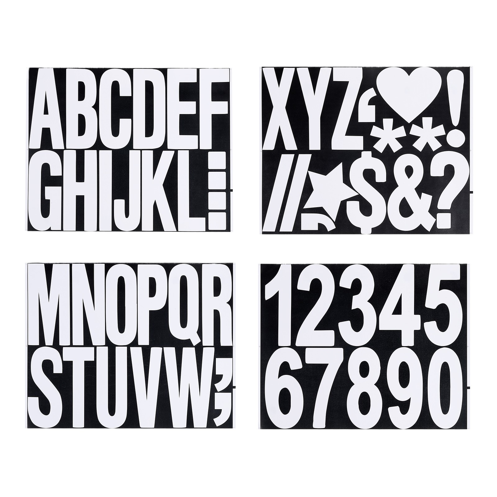 Letters Numbers Kit 4 Inch, 8 Sheet Self-Adhesive Alphabet Number Sticker, White
