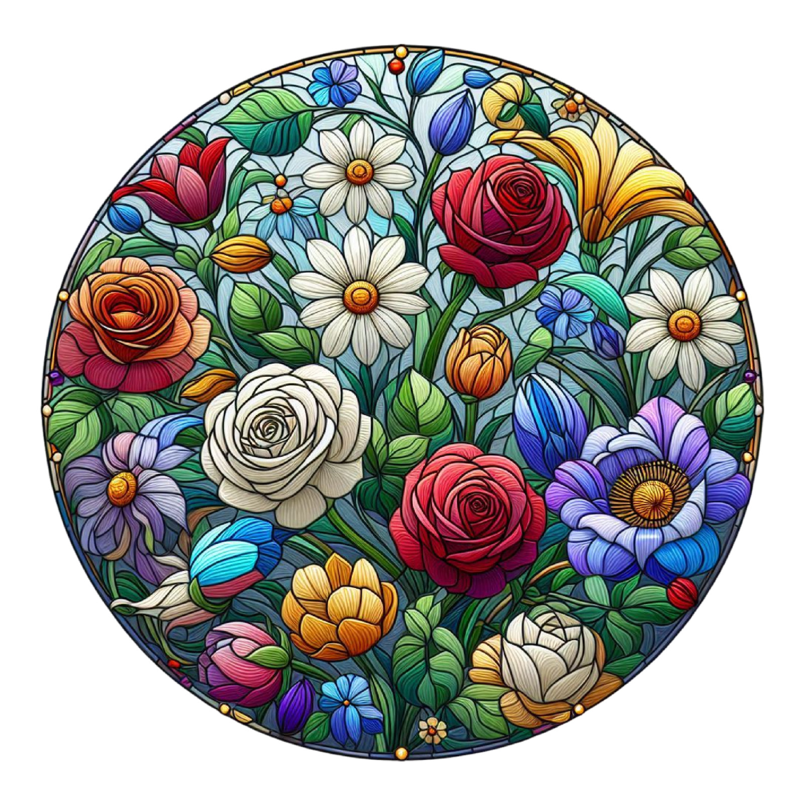 Wall decal sticker flowers stained glass wall sticker 18 x 18 cm large