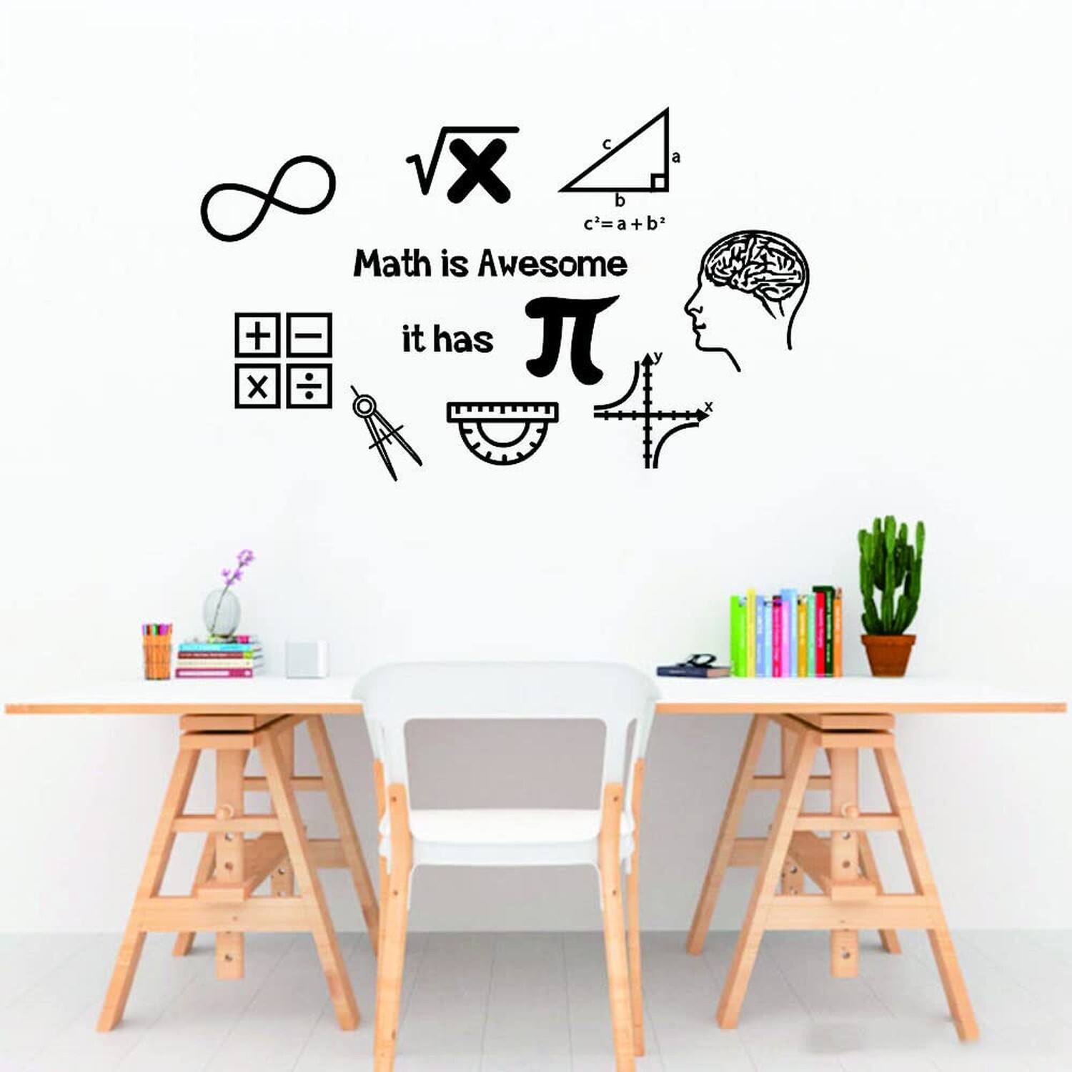 Math Wall Decal Math is Awesome Removable Vinyl Stickers Classroom Students M…