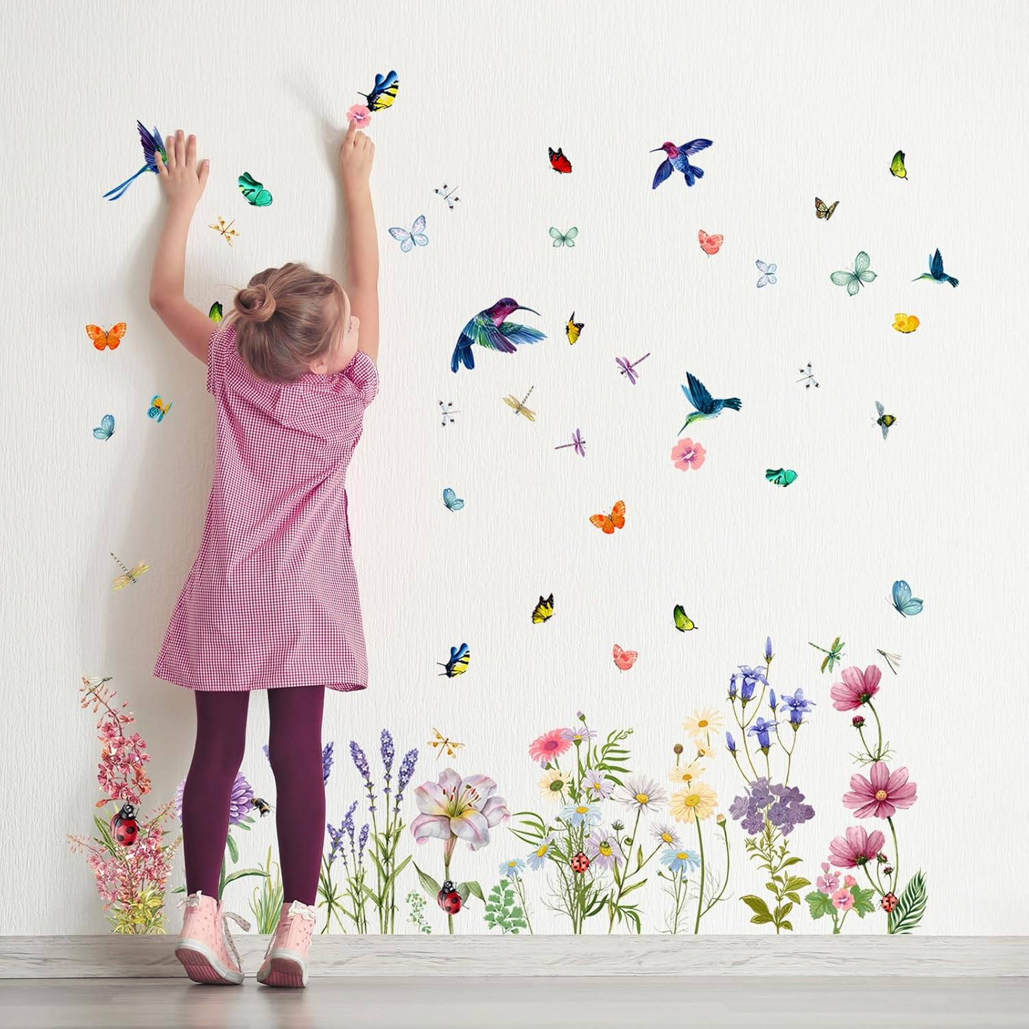 Flowers Butterflies Wall Decals Chrysanthemums Dragonflies Wall Stickers Peel an