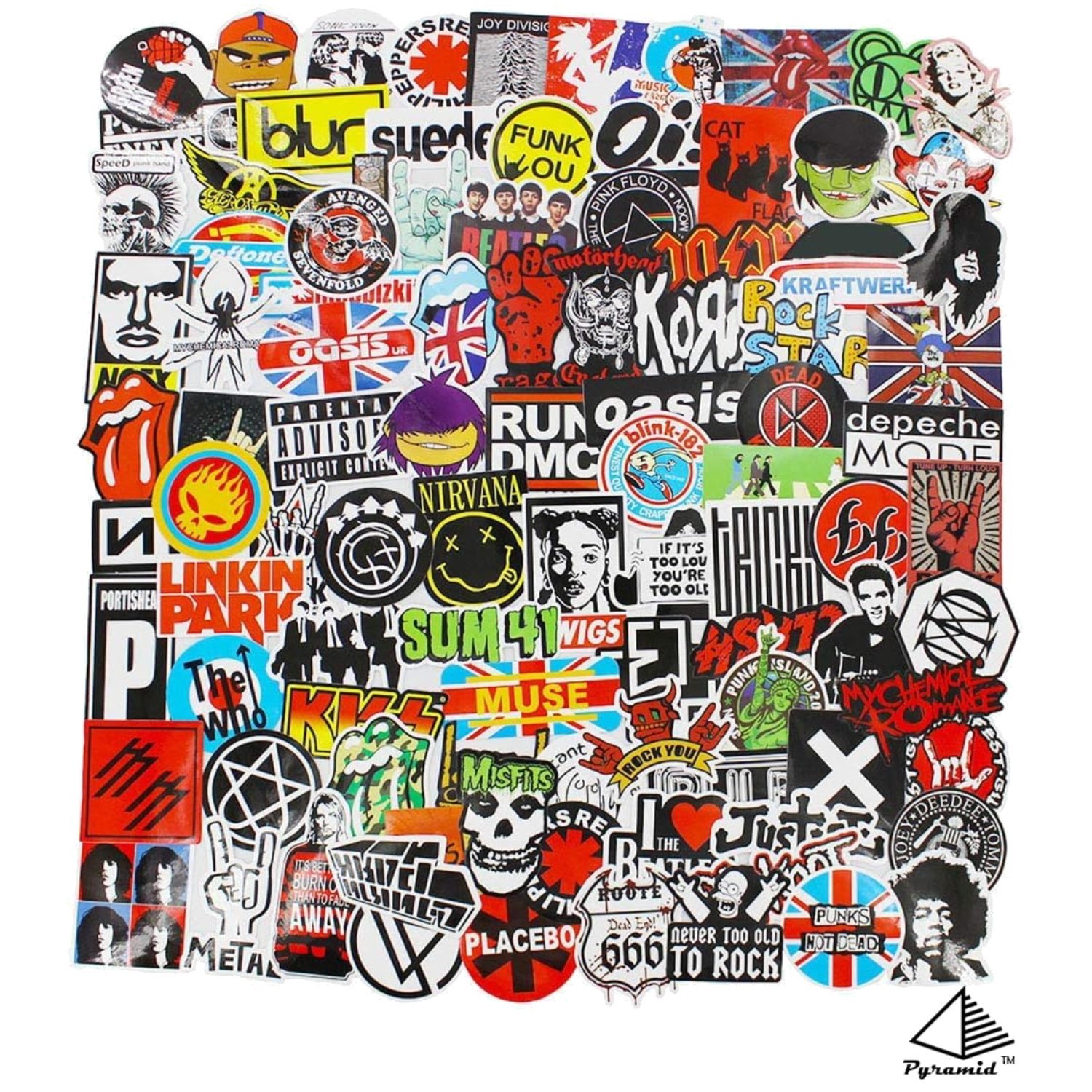 Punk Vinyl Stickers 100pcs – Guitar Laptop Graffiti Decals
