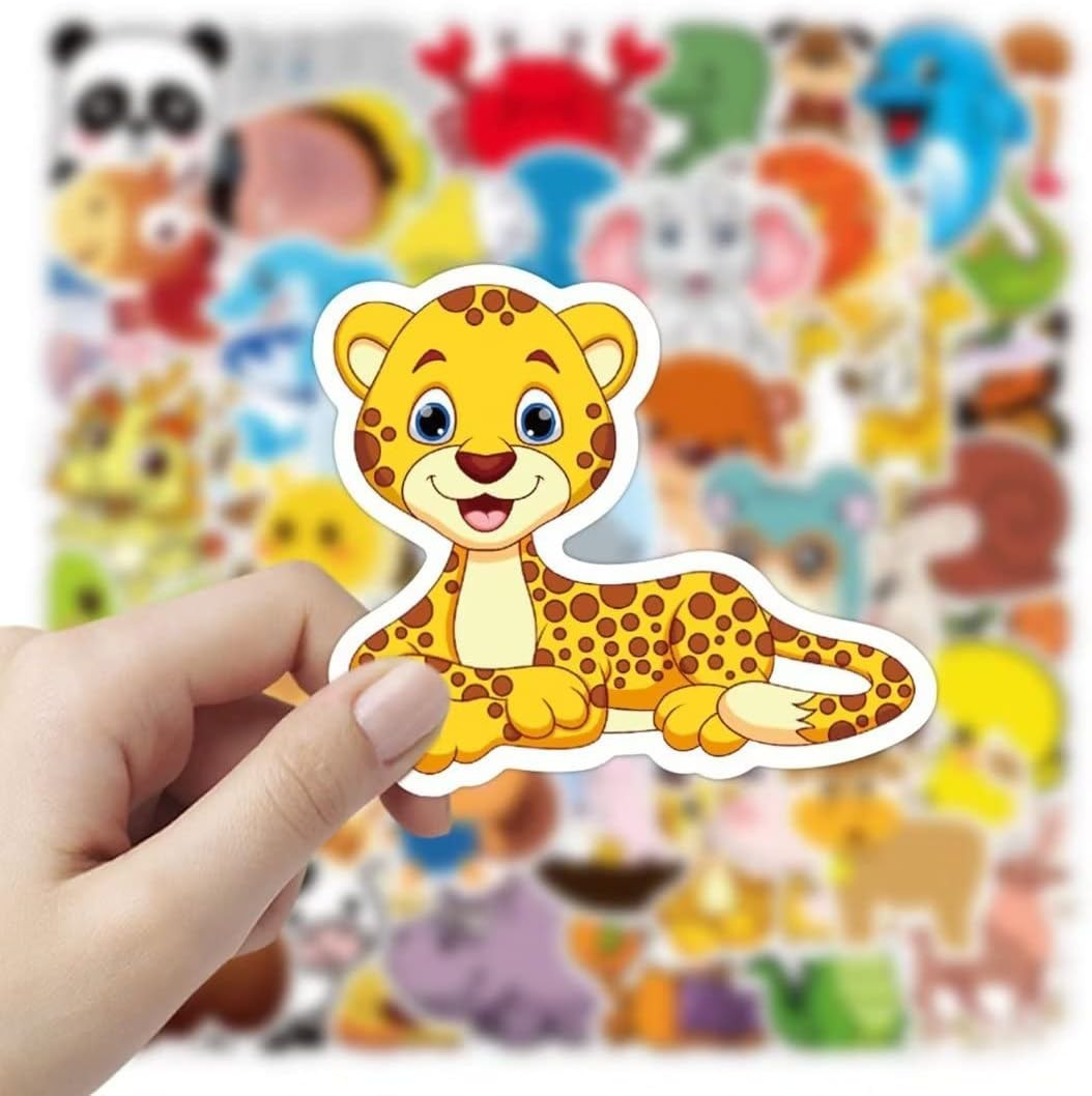 Cute Animal Stickers for Kids, 100 Pcs Zoo Animal Stickers for Water Bottle, Vin