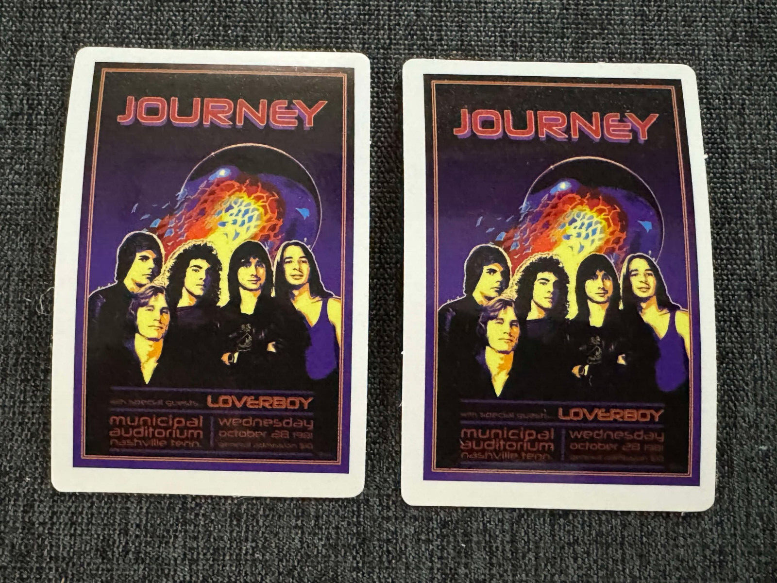 Lot (2) JOURNEY 1 7/8" x 2 7/8" Band Logo STICKERS Fast! FREE SHIP! Steve Perry
