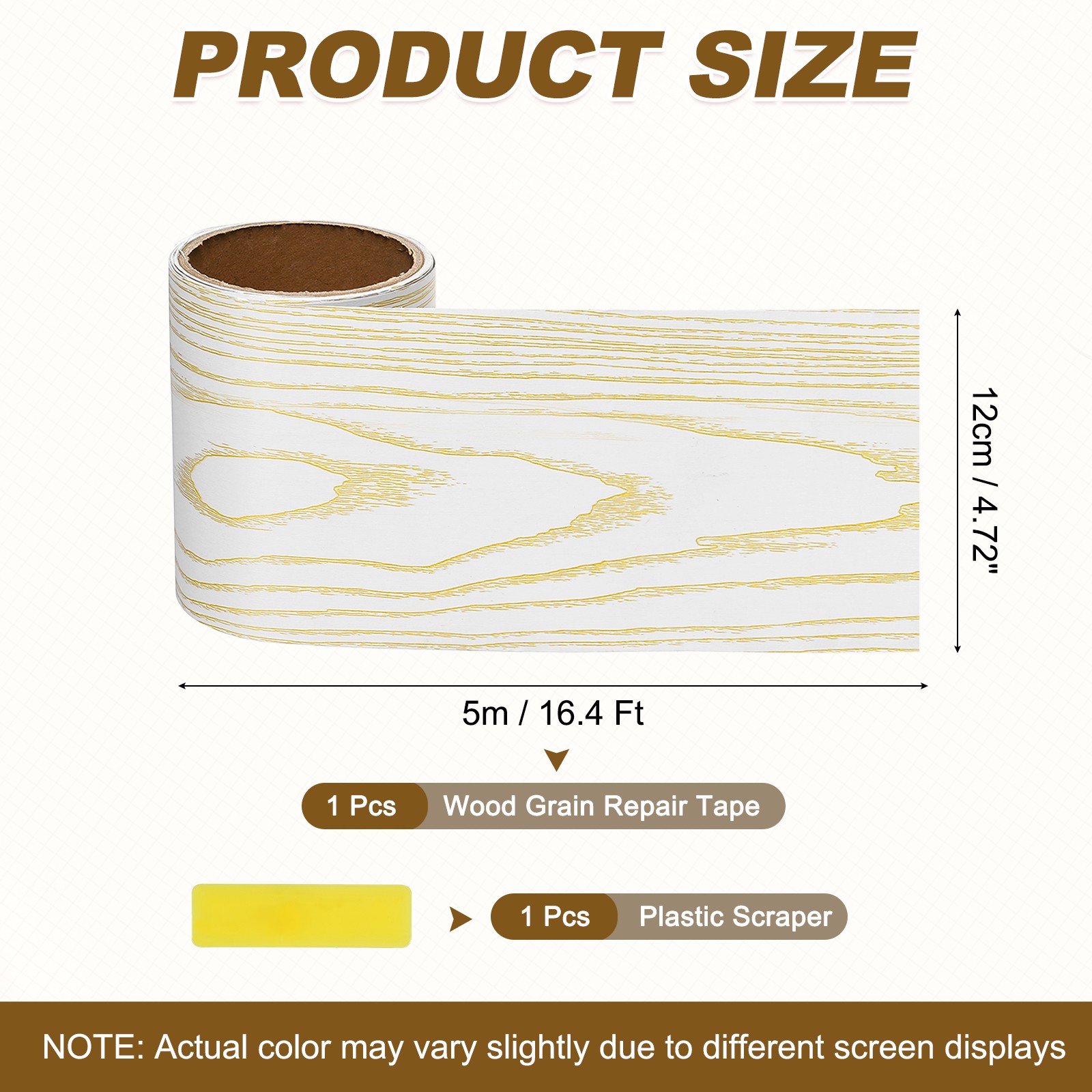 Wood Grain Repair Tape, 4.72 Inch x 16.4 ft Self Adhesive, Yellow Oak