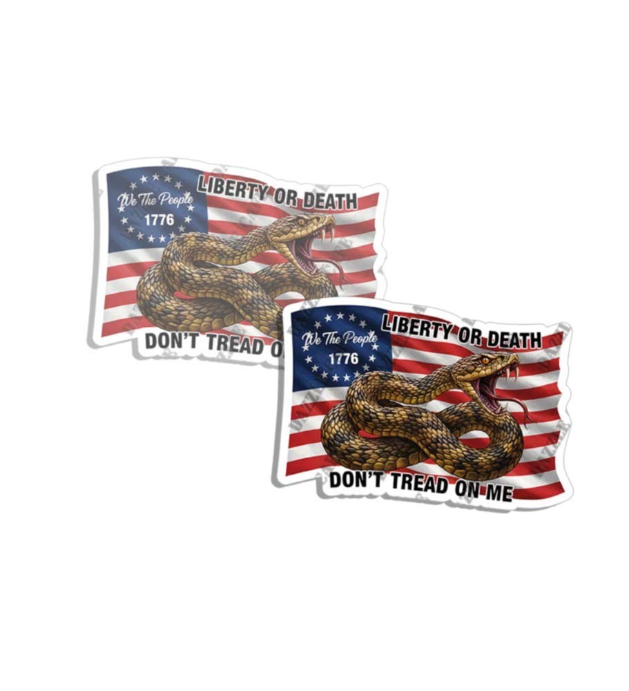 PATRIOTIC SNAKE Dont Tread on Me Flag USA Sticker Decal Made in USA 2 PACK