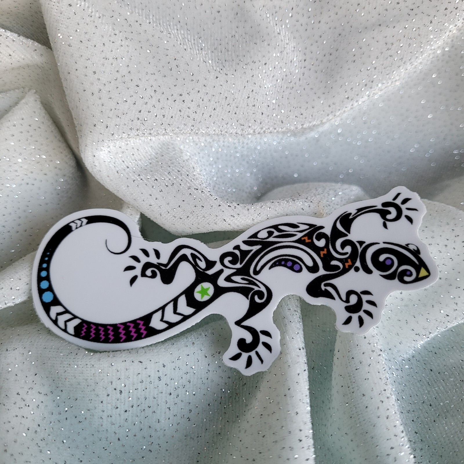 STKR077 BLACK & White LIZARD Color Splash Shaped Sticker Reptile Gecko Chameleon