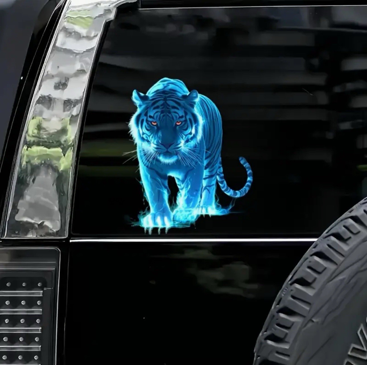 LED NEON BLUE TIGER CAT FELINE 5.5” INCH VINYL STICKER DECAL 1PC
