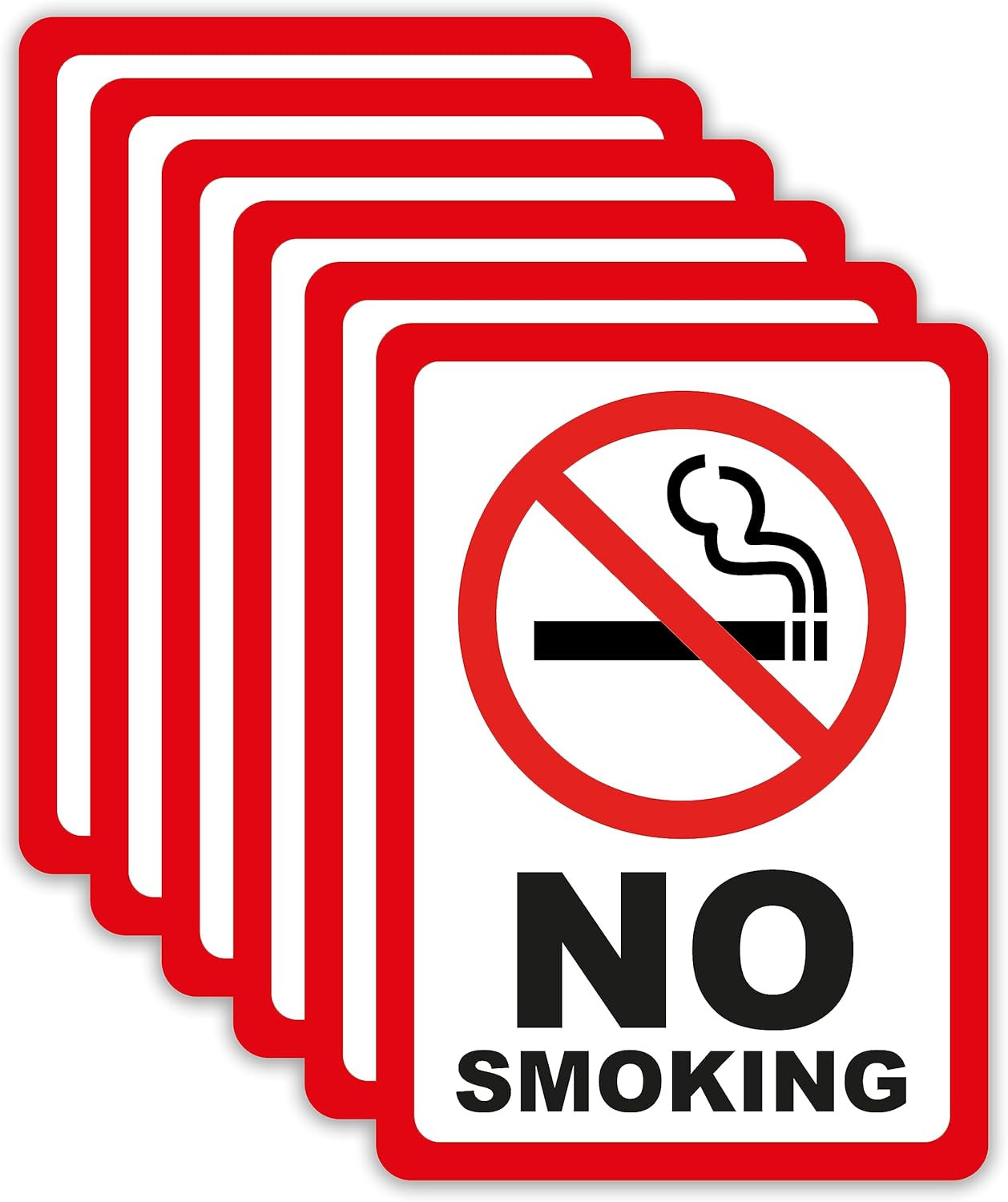 6-Pack Double Sided 3.5"X2.5" No Smoking Stickers-Double Sided Vinyl Decal, UV P