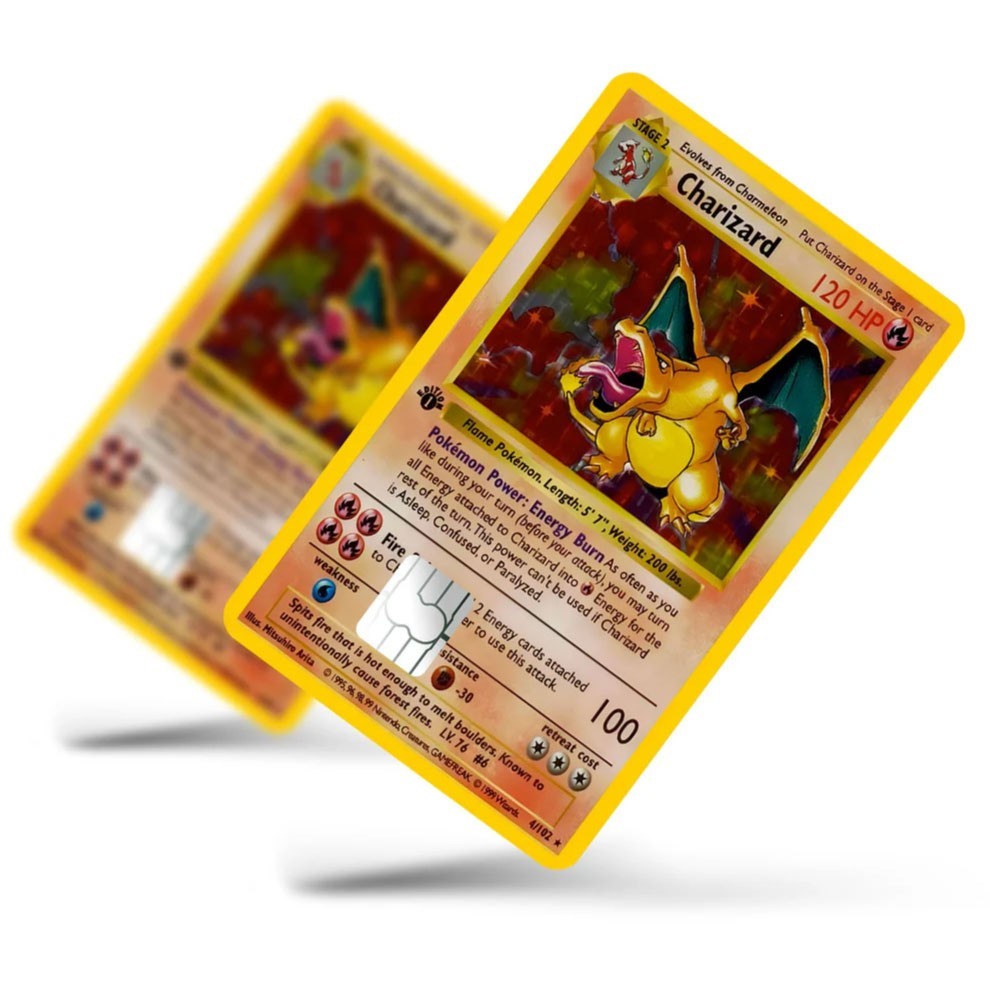 4 Pack Pokemon Charizard Card Skin TCG Anime Gaming Credit Debit ATM Decal Stick