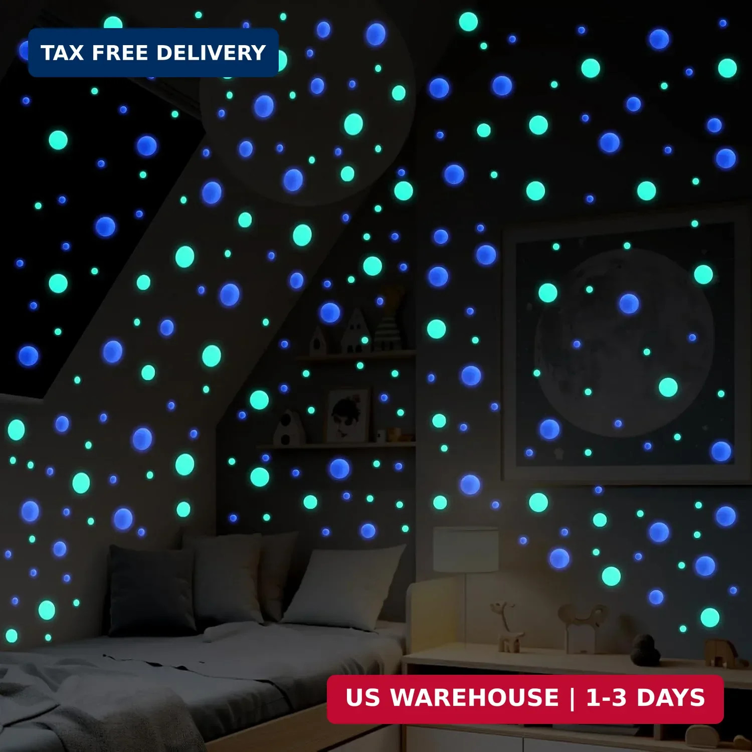 808 Pcs Glow in The Dark Stars for Ceiling, Glowing Stars Wall Decals, 3D Green
