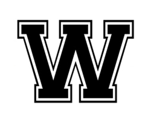 Varsity College Lettering – Letter W- Car Tablet Vinyl Decal